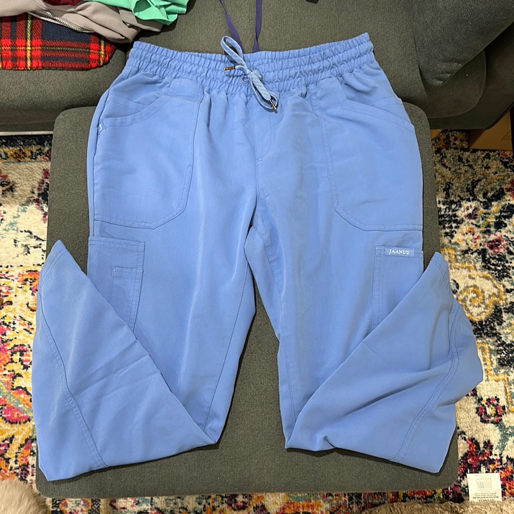 Jaanuu 8 pocket slim cargo pants ceil blue